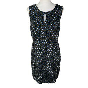 J.Crew Green Blue Printed Sleeveless Keyhole Front Back Zip Sheath Dress 12